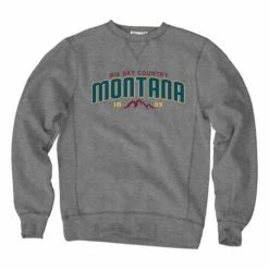 Buy ⭐ Hoodies & Sweatshirts Men's Blue 84 Montana Big Sky Country Crewneck Crewneck Sweatshirt 🥰
