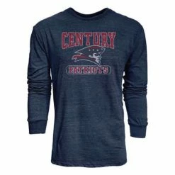 Best Pirce 🌟 High School 👕 Shirts Blue 84 Bismarck Century Patriots Quick Slant Long Sleeve 👕 Shirt 😉